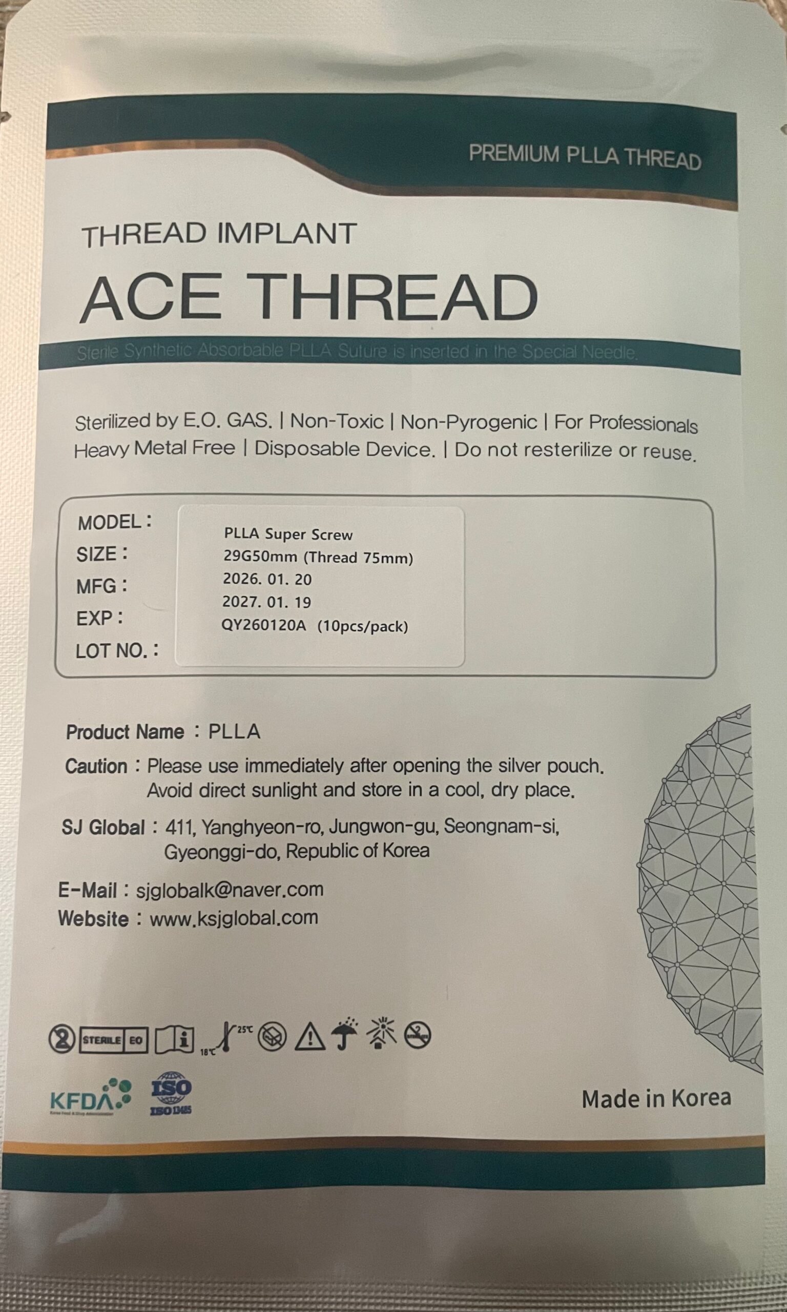 29g 50mm plla super screw threads (thread actual length 75mm)