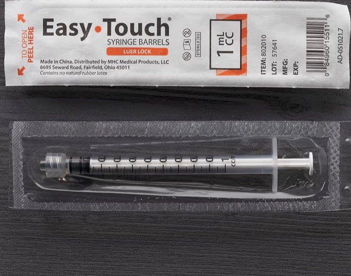 1ml lure lock syringe easy touch 4pack